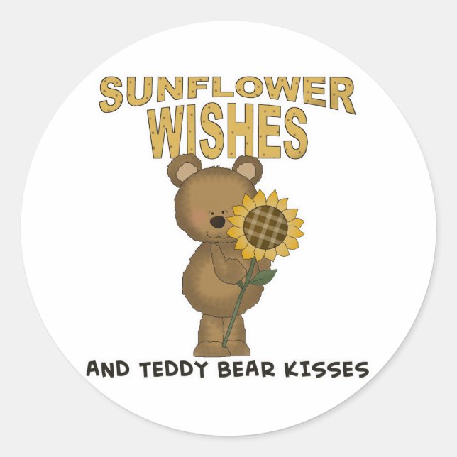 Sticker Rond Sunflower souhaite Teddy Bisses Ours (Devant)