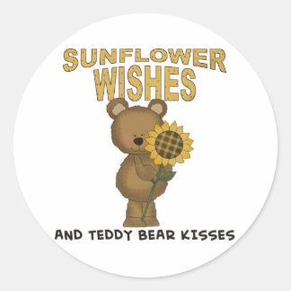 Sticker Rond Sunflower souhaite Teddy Bisses Ours