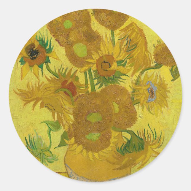 Sticker Rond Sunflowers - Vincent van Gogh (Devant)