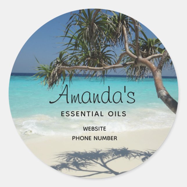 Sticker Rond Sunny Tropical Beach Ocean Paradise Business (Devant)