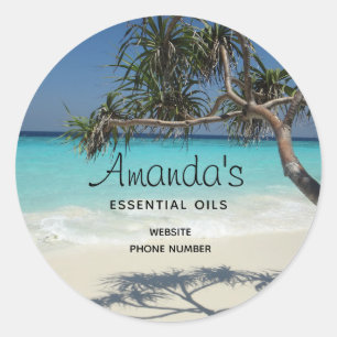 Sticker Rond Sunny Tropical Beach Ocean Paradise Business