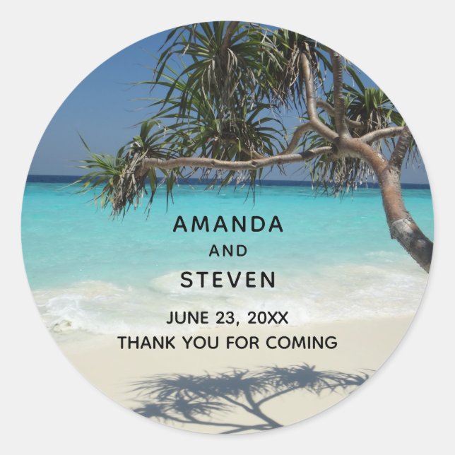 Sticker Rond Sunny Tropical Beach Ocean Paradise Mariage (Devant)