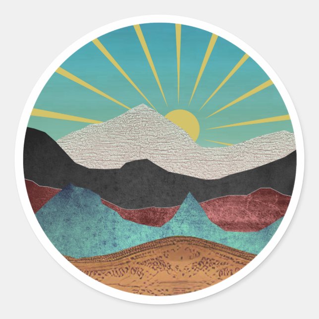 Sticker Rond Sunrise Imaginaire de montagne (Devant)