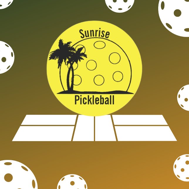 Sticker Rond Sunrise Pickleball Jaune (Créateur téléchargé)