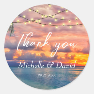 Sticker Rond Sunset Beach String Mariage