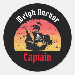 Sticker rond Sunset Classic jolly roger Ship