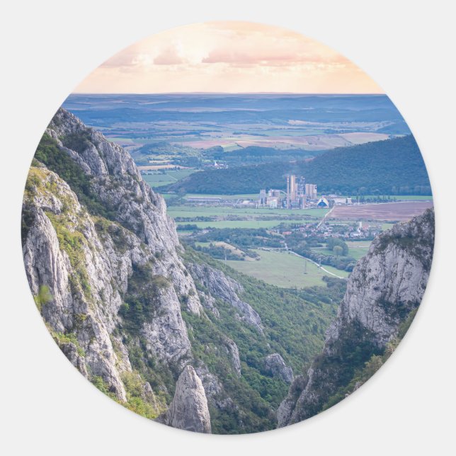 Sticker Rond Sunset in the mountains (Devant)