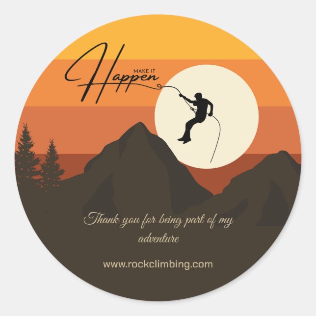 Sticker Rond Sunset Mountain Escalade Merci aventure (Devant)