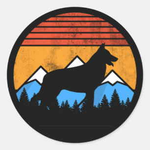 Sticker Rond Sunset Mounts et Forêt Berger allemand GSD