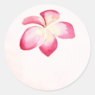Sticker Rond Sunset Plumeria Aquarelle Mariage Favoriser Sticke