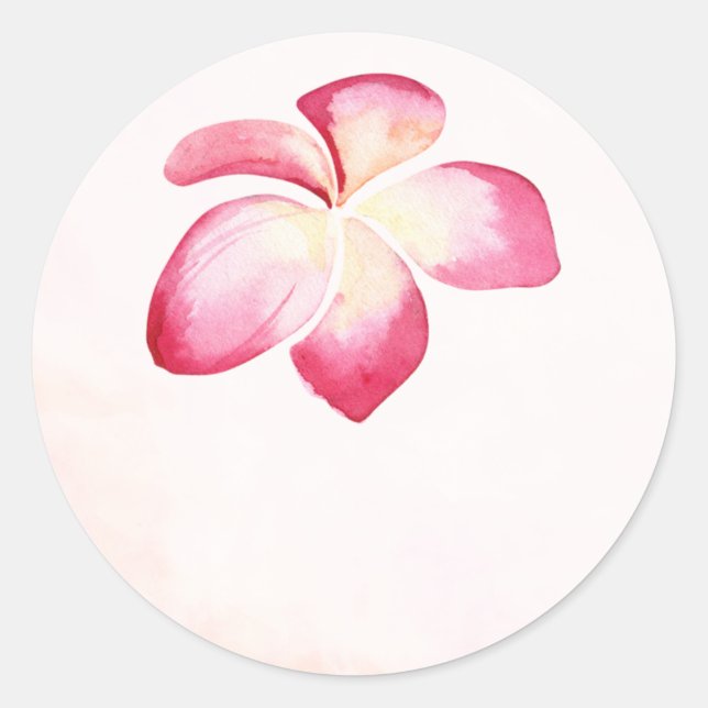 Sticker Rond Sunset Plumeria Aquarelle Mariage Favoriser Sticke (Devant)