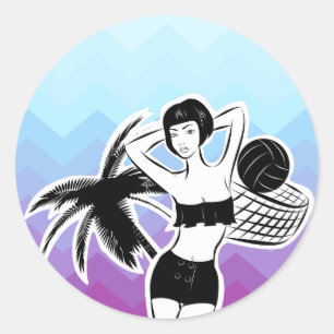 Sticker Rond Sunset Resort Chevron Print