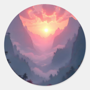Sticker Rond Sunset Valley -