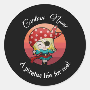 Sticker Rond Sunset YOUNG Girl Party Pirate Classic Round Sti