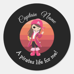 Sticker Rond Sunset YOUNG Girl Party Pirate Classic Round Sti