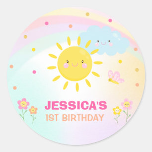Sticker Rond Sunshine Anniversaire Fête Favoriser Balise Sticke