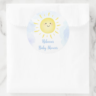 Sticker Rond Sunshine Nuages Blue Boy Baby shower