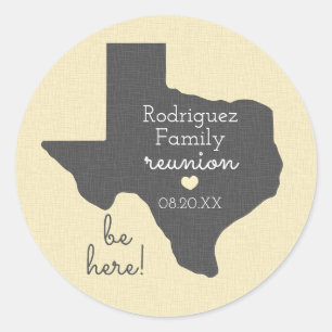 Sticker Rond Sunshine Yellow State of Texas Family Reunion