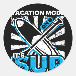 Sticker Rond SUP Stand Up Paddleboard Vacances