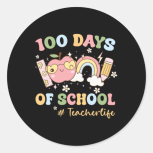 Sticker Rond Super 100 jours Enseignant Lifes Elèves Pluie
