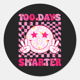 Sticker Rond Super 100 Jours Smarter Rose Smile Face Ados Fille