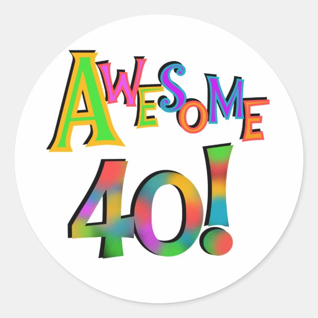 Sticker Rond Super 40 T-shirts et cadeaux d'anniversaire (Devant)