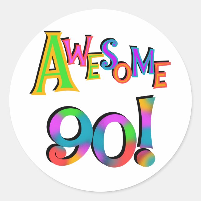 Sticker Rond Super 90 T-shirts et Gifs Anniversaires (Devant)