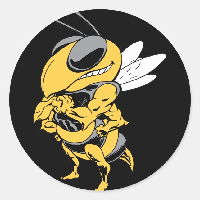 Sticker Rond Super abeille en colère (Devant)