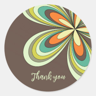 Sticker Rond Super Anniversaire Merci Retro les années 70 Hippi