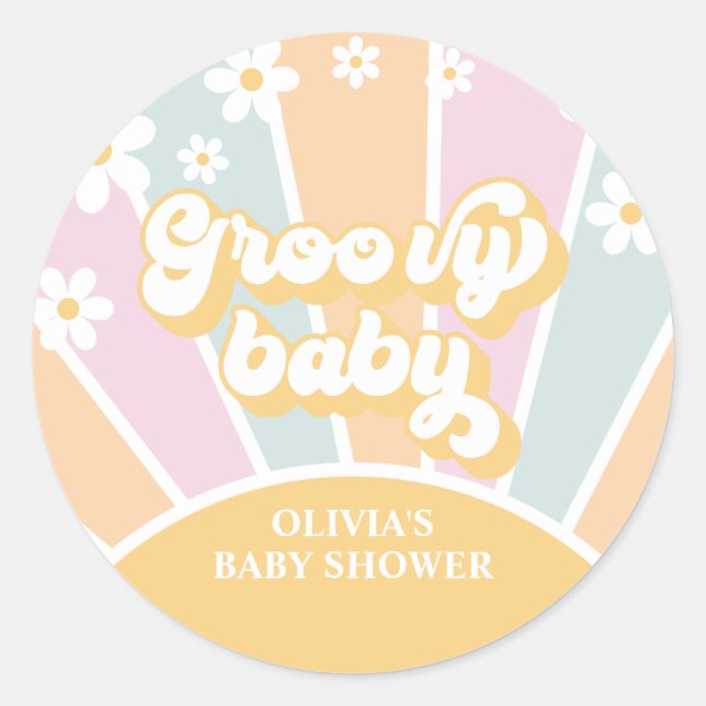 Sticker Rond Super Bébé pastel Retro Sunshine daisy (Devant)