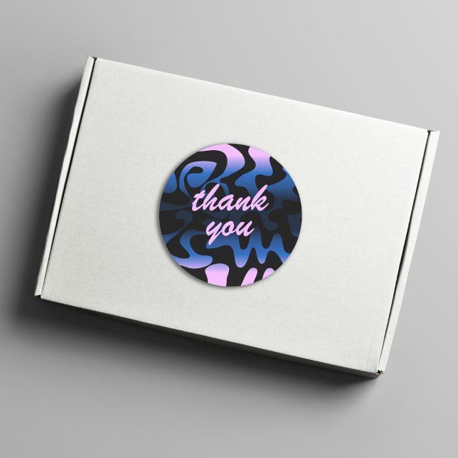 Sticker Rond Super Black Navy Blue Lilac Pale Purple Merci (Créateur téléchargé)