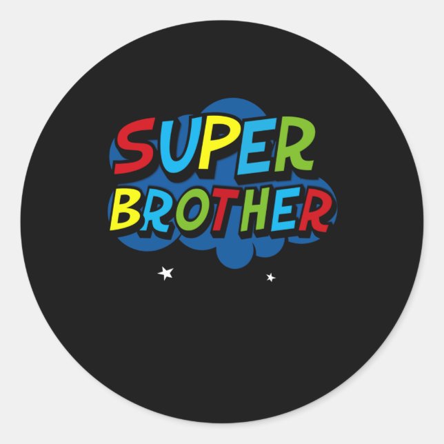 Sticker Rond Super Brother drôle de jeu cadeau d'anniversaire (Devant)