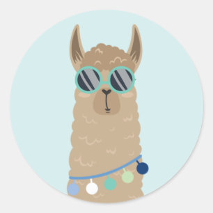 Sticker Rond Super Cool Llama