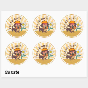 Sticker Rond Super Dachshund Paix