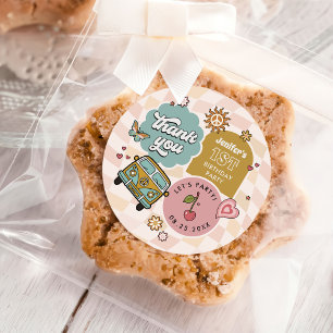 Sticker Rond Super Daisy Retro 1er anniversaire