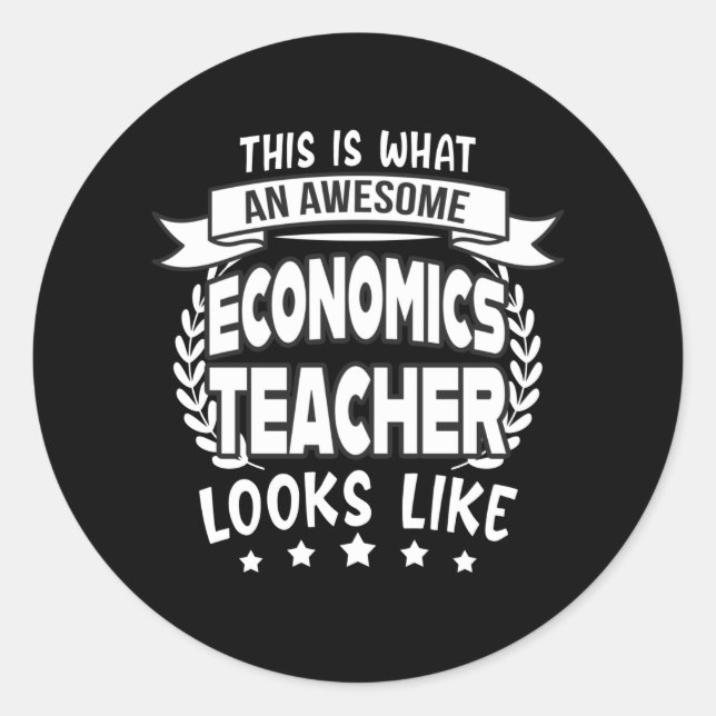 Sticker Rond Super Économie Enseignant drôle Cadeau (Devant)