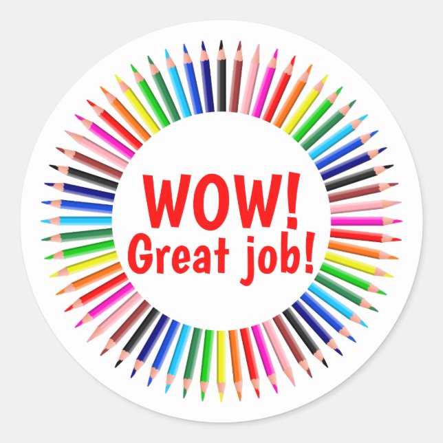 Sticker Rond Super emploi Colorful Enseignant Encouragement (Devant)