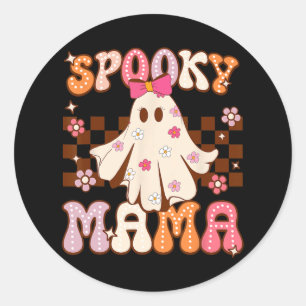 Sticker Rond Super Fantôme Éffrayant Mama Halloween Costume Wo
