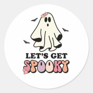 Sticker Rond super fantôme rétro Halloween anniversaire