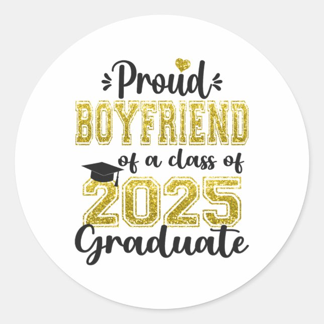 Sticker Rond Super Fier Garçon De 2025 Diplômé (Devant)
