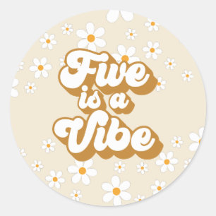 Sticker Rond Super Five est Vibe rétro Daisy 5e anniversaire