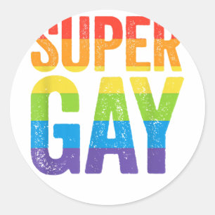 Sticker Rond Super Gay T Shirt - LGBT Pride Rainbow Flag Gay Le