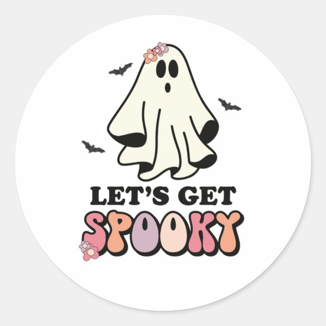 Sticker Rond super Ghost retro Halloween Anniversaire (Devant)
