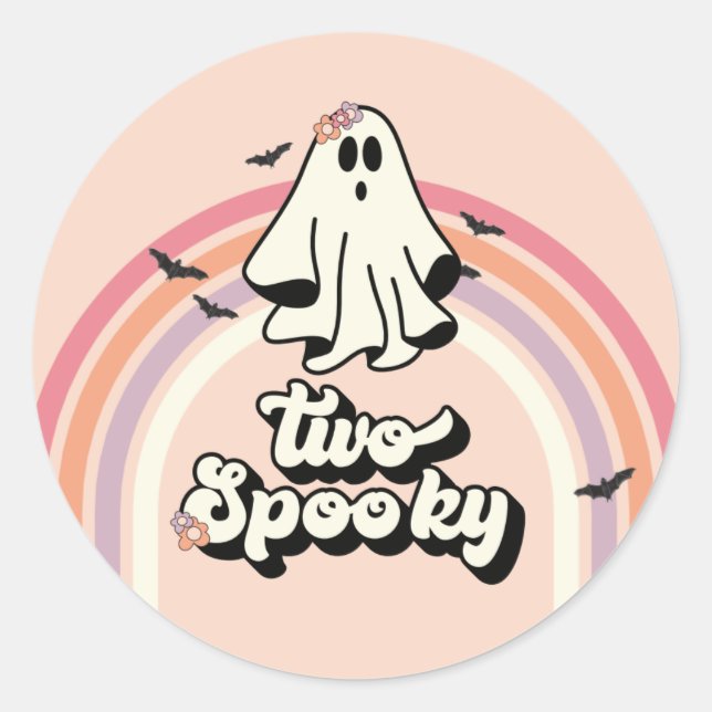 Sticker Rond super Ghost retro Halloween Deux Anniversaire Éffr (Devant)
