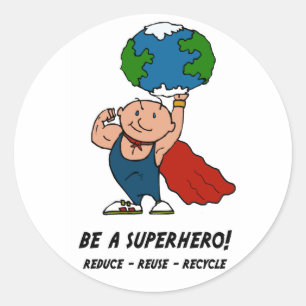 Sticker Rond Super héros de jour de la terre