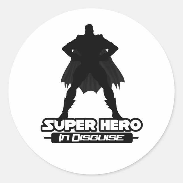 Sticker Rond Super Héros déguisé (Devant)
