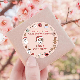 Sticker Rond Super hippie Noël Père Noël fête d'anniversaire