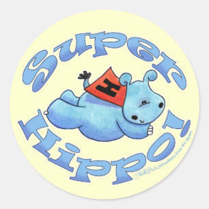 Sticker Rond Super Hippo