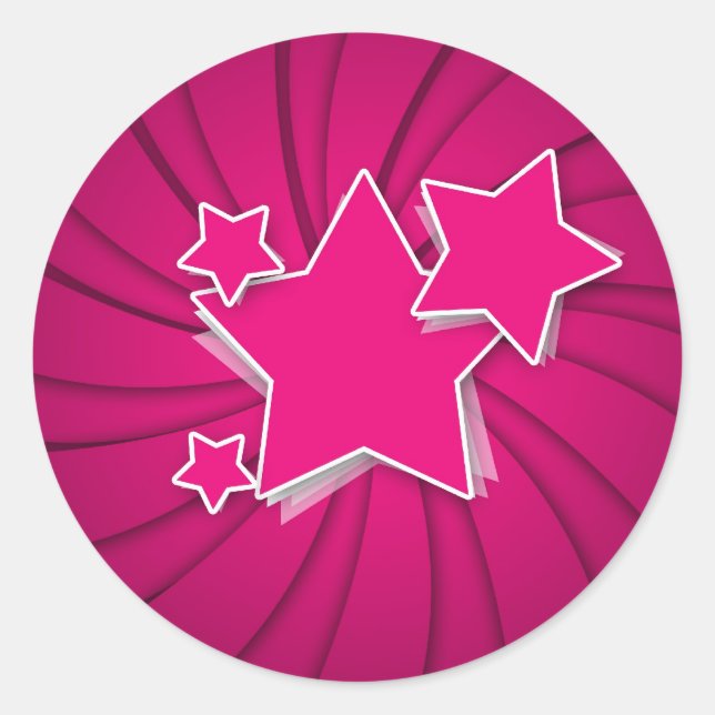 Sticker Rond Super Hot Rose Stars et Swirl Arrière - plan (Devant)