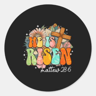 Sticker Rond Super Il Est Ressuscité Croix Jésus Religieux Pâqu